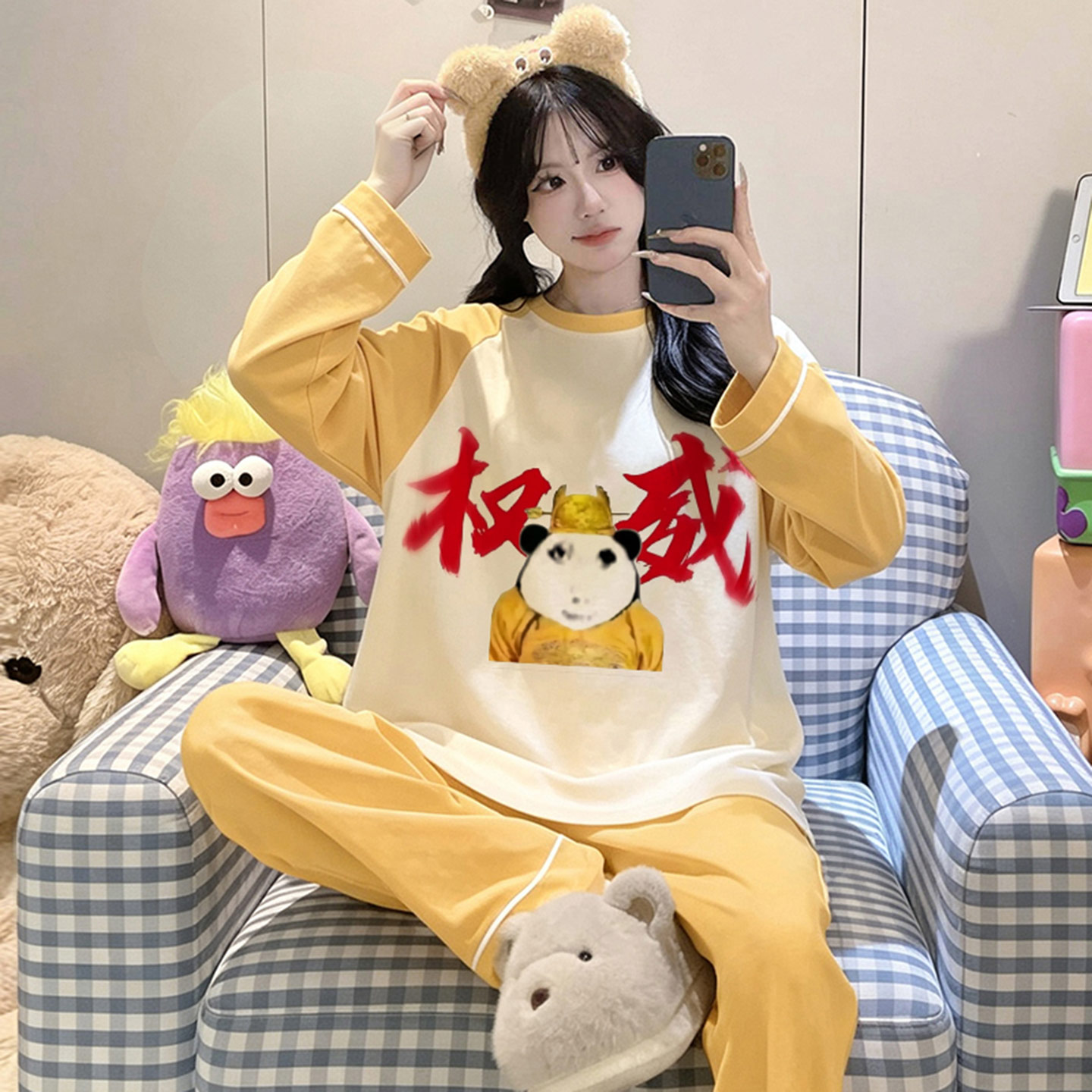 女孩纯棉春秋季长袖中大童家居服