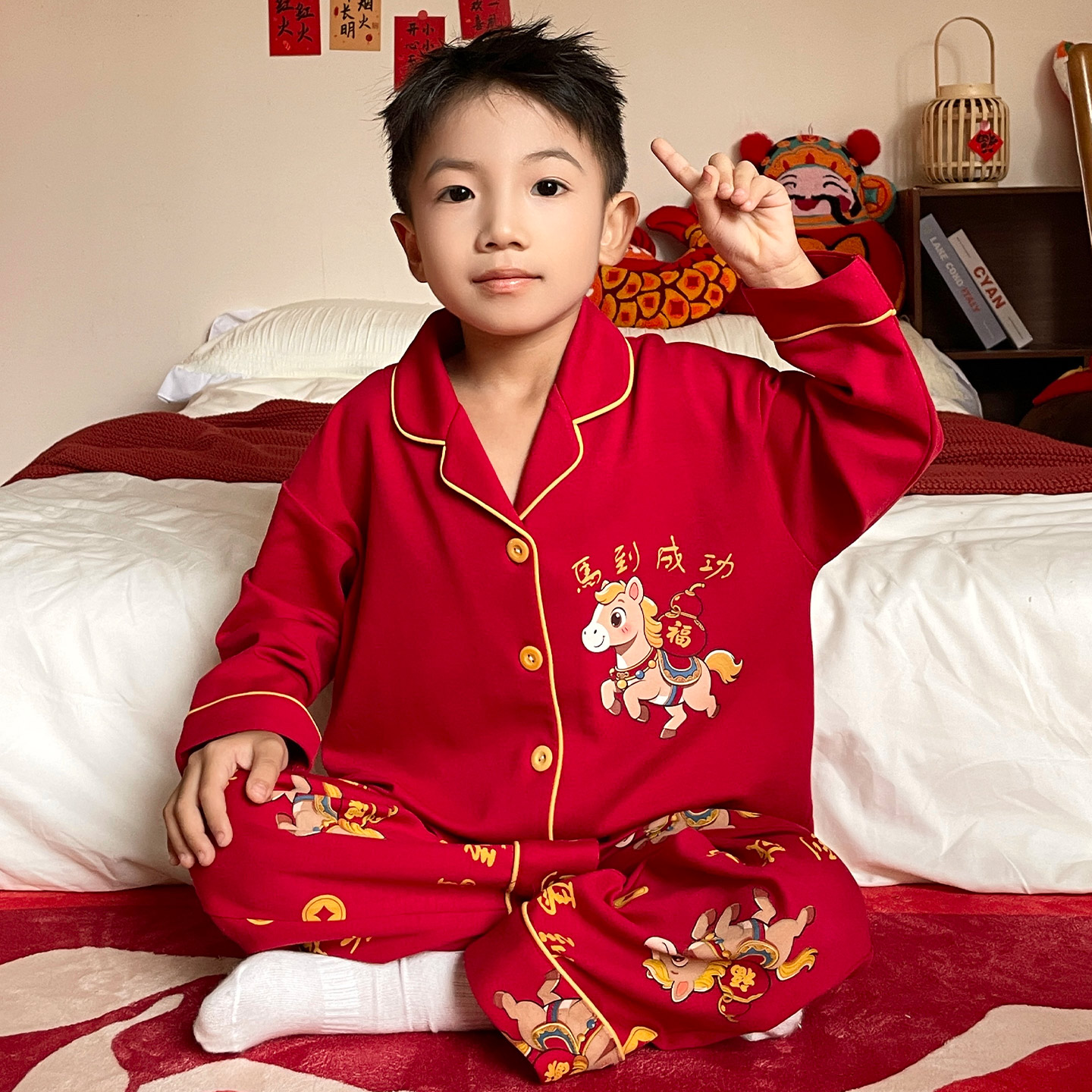 儿童睡衣本命年春秋纯棉家居服