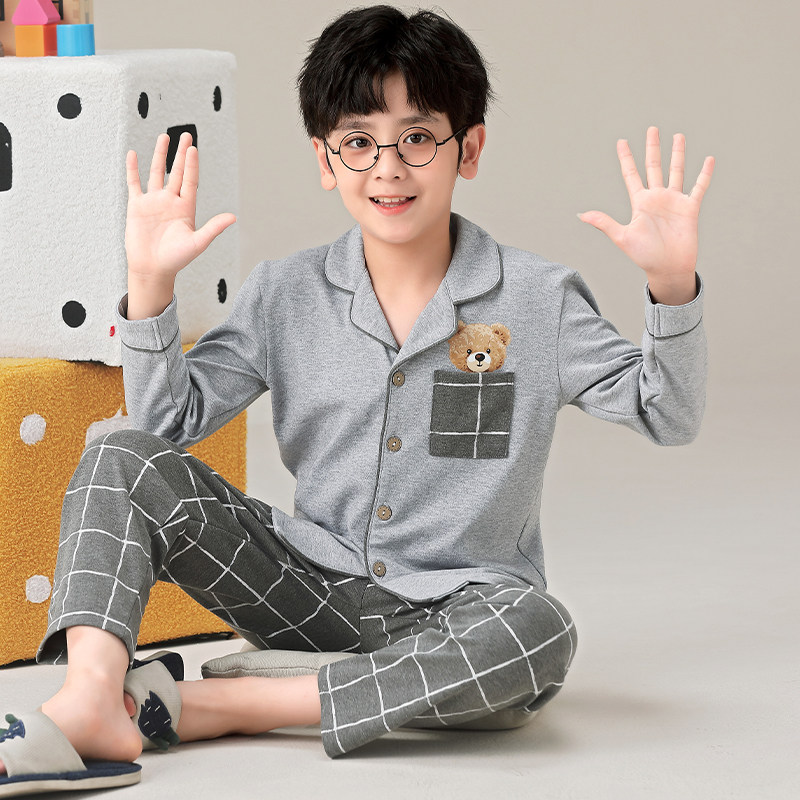 胖童睡衣男童春秋季纯棉长袖套装