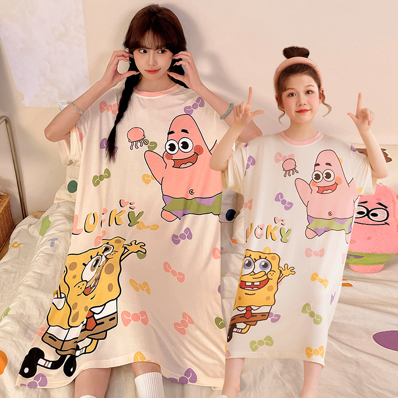 海绵宝宝睡裙母女派大星夏莫代尔