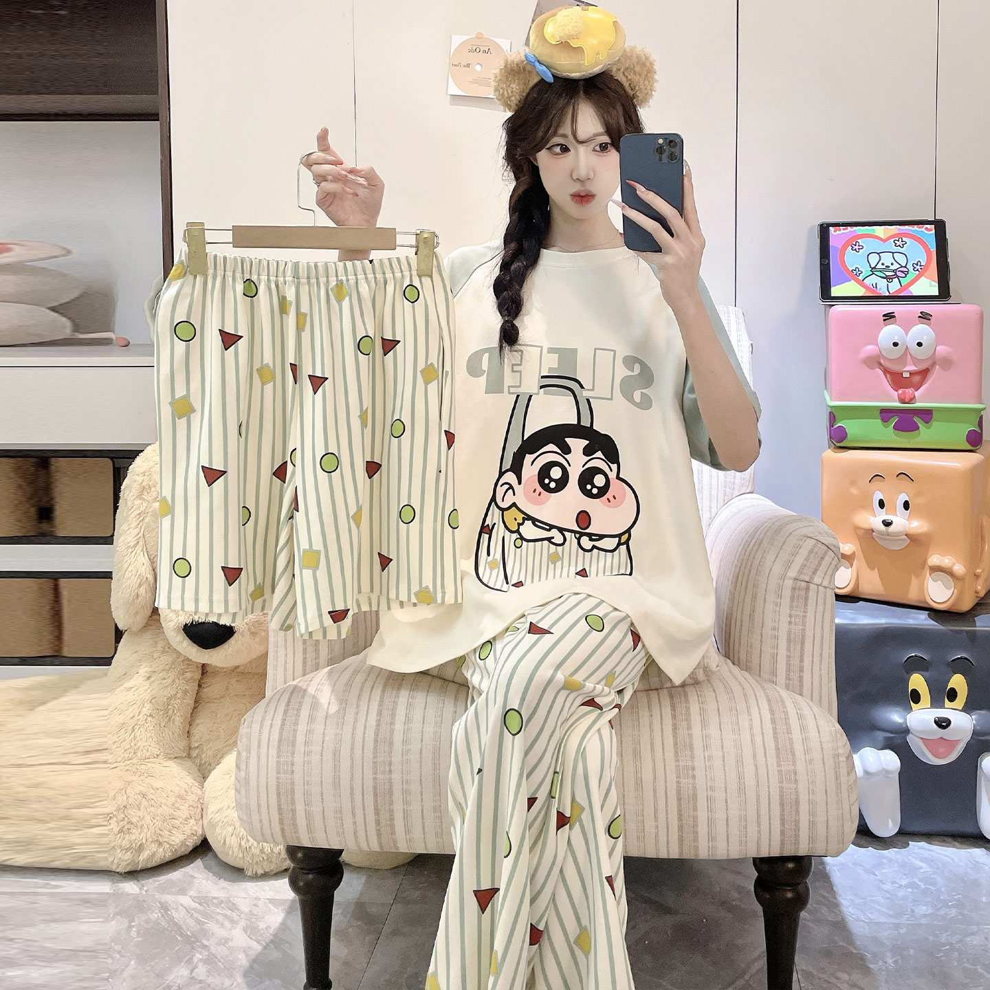 蜡笔小新纯棉女款夏季短袖家居服