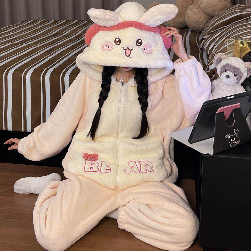 吉伊卡哇珊瑚绒家居服女款冬装