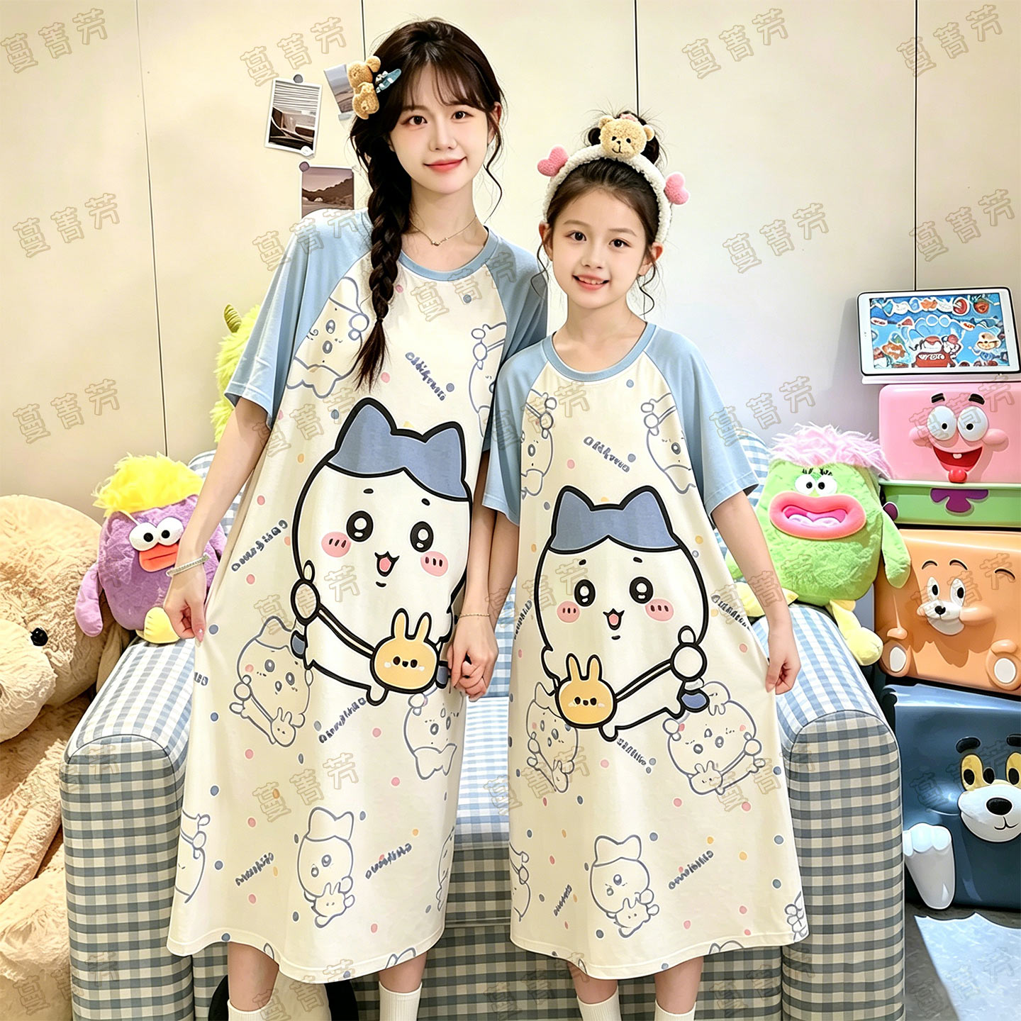 母女亲子莫代尔睡裙夏季薄款带胸