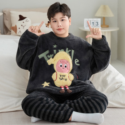 星星人睡衣胖童秋冬珊瑚绒家居服