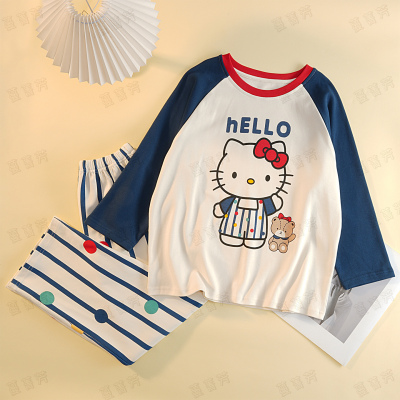 纯棉女童秋季长袖凯蒂猫家居服