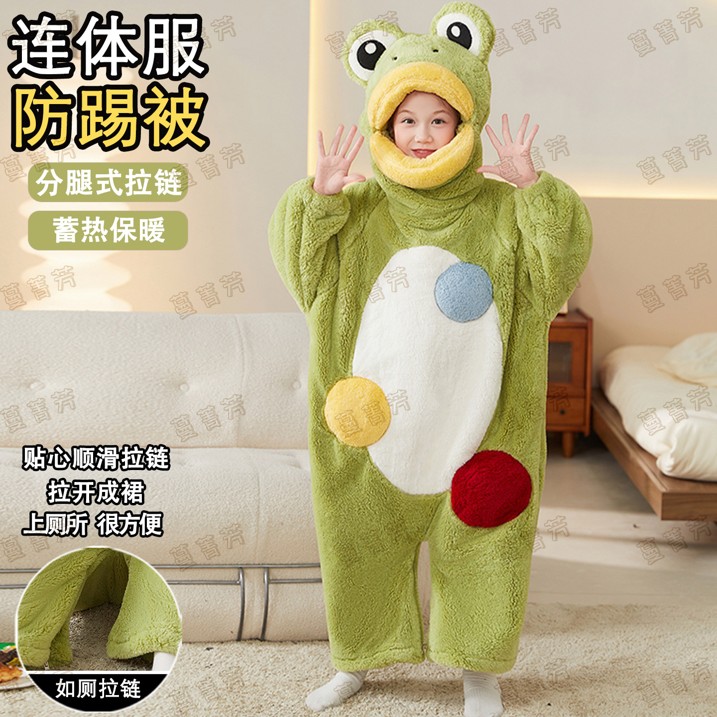 女童连体衣睡衣粉猪动物型家居服