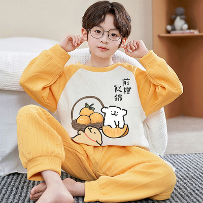 男童秋冬季空气棉加厚大童家居服