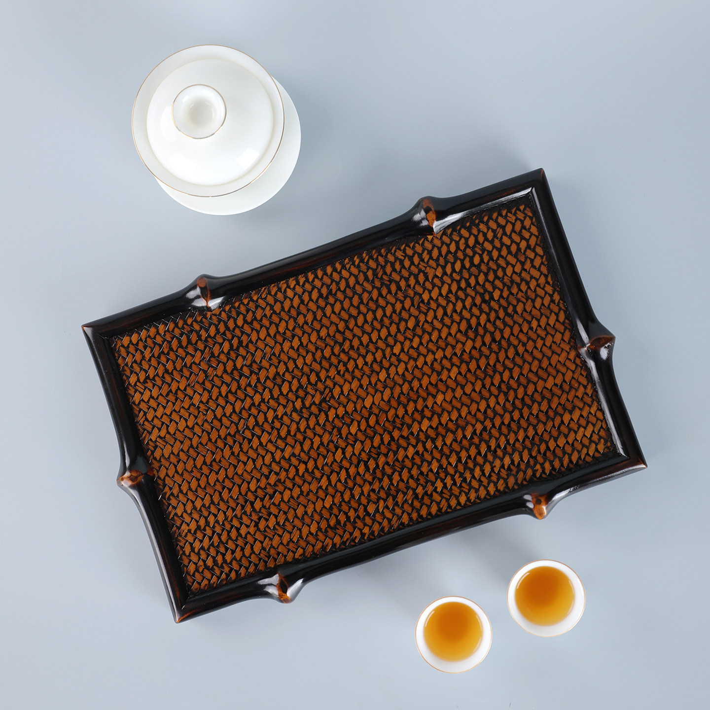筇竹大漆竹编茶盘茶托