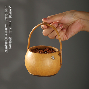 创意纯手工竹编小提篮葫芦收纳篮子迷你小竹筐茶具点心收纳盒竹篮