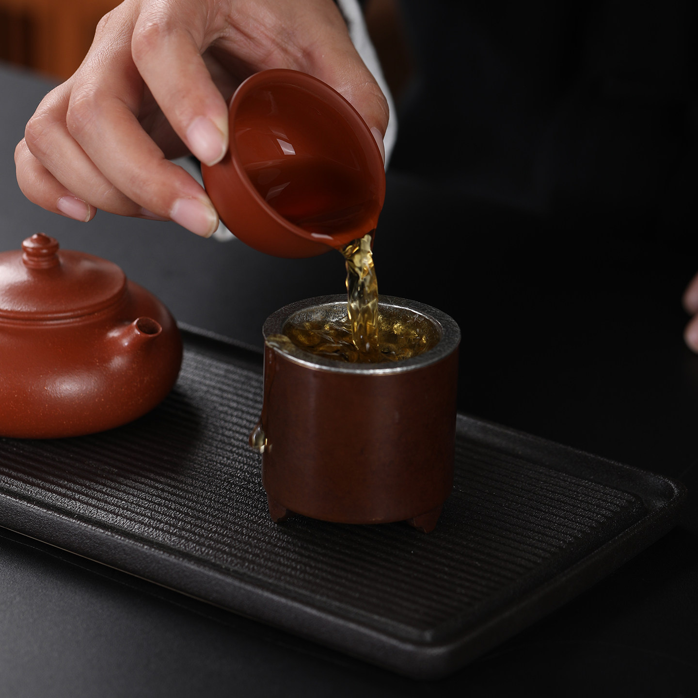 纯锡老铜建水水盂壶承茶洗香插