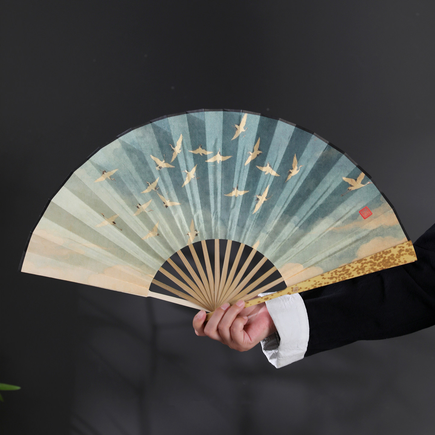 湘妃竹折扇文玩古风竹扇子宣纸扇图片