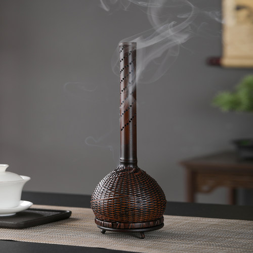 竹编香薰炉线香香插盘香座工艺品