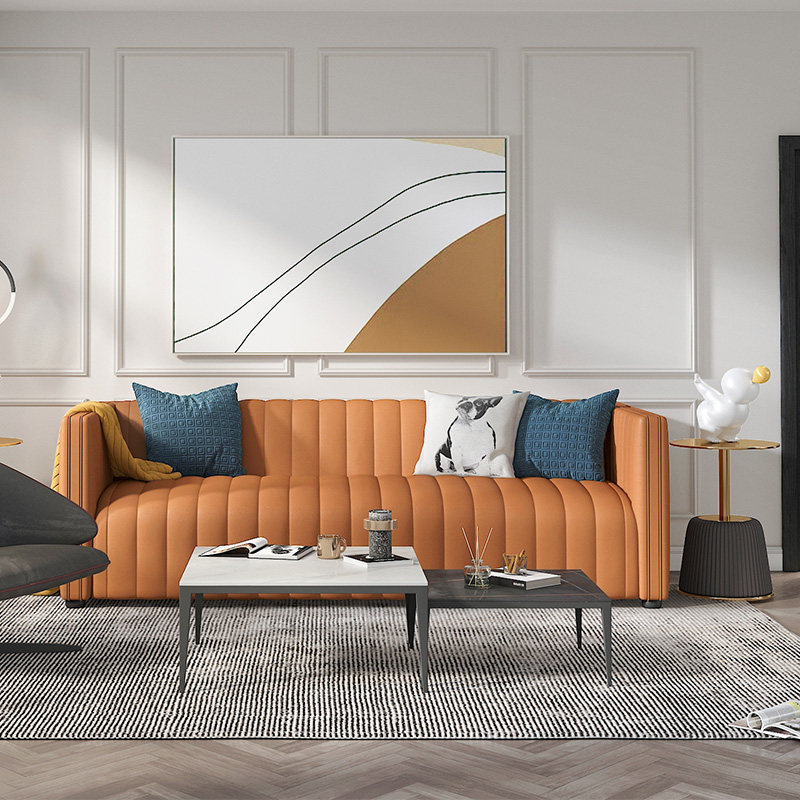 意式轻奢小户型客厅沙发现代简约创意皮质沙发休闲设计师软装沙发