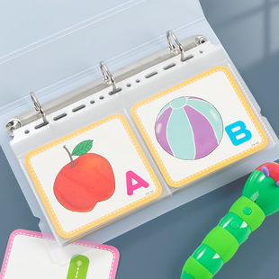 毛毛虫卡片收纳册10*10正方形油画识字卡点读单词闪卡活页收集册