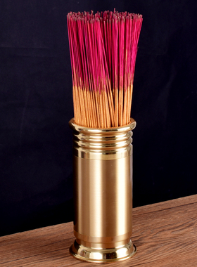速发佛加黄铜具厚圆边拉丝香香摆件家用供奉装放香的桶桶香插包邮