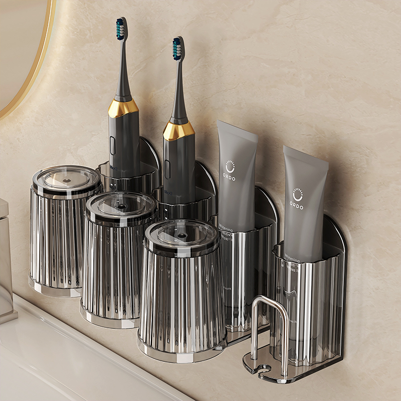 速发卫生间洗漱台壁挂牙纳纳物架宿舍单人牙刷收膏杯子免打孔收置