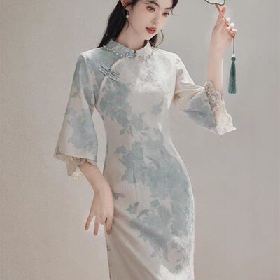 速发民国风千金装新中式伴娘服礼服裙复古旗袍留洋大小姐小洋装日