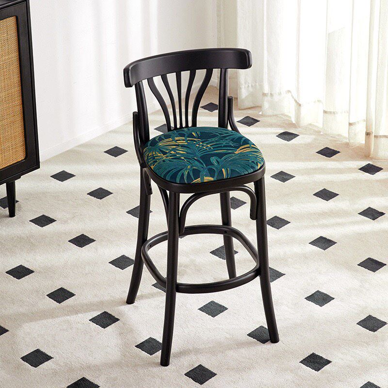 速发实木吧台椅吧椅现代简约轻奢岛台高脚椅子家用美式覆古吧台凳