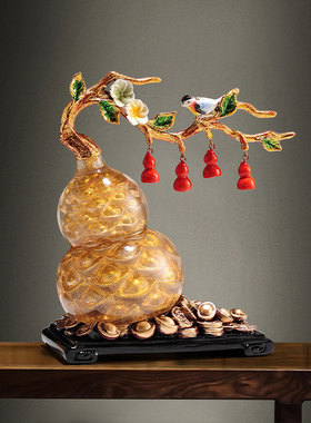 速发创意件如柿意新中式葫芦摆柿客厅工艺礼品摆饰酒柜办公室装饰