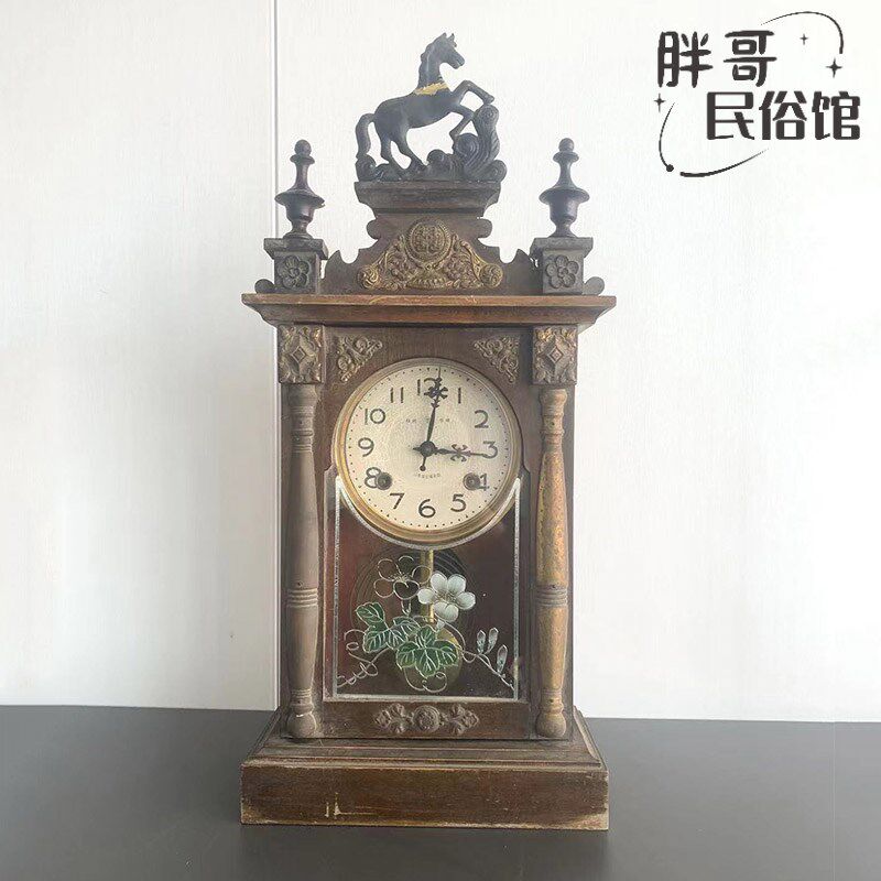速发老式座钟马头钟老物件民俗旧货个人收藏摆酒农家乐复店件古装