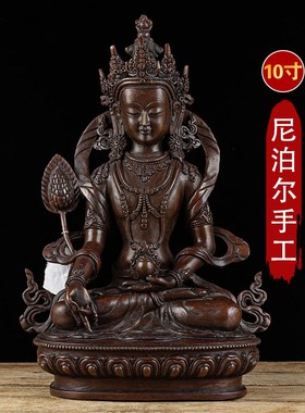 速发地手萨萨工艺尼泊尔藏工10寸紫铜大愿地藏王菩菩铜像