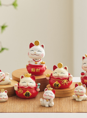速发创家可爱招件猫迷你小摆财办公室桌面工位摆设意居装饰品开业