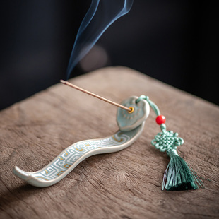 速发 如意纹线理香炉底瓷线香陶座禅意香炉檀香沉香品香闻香