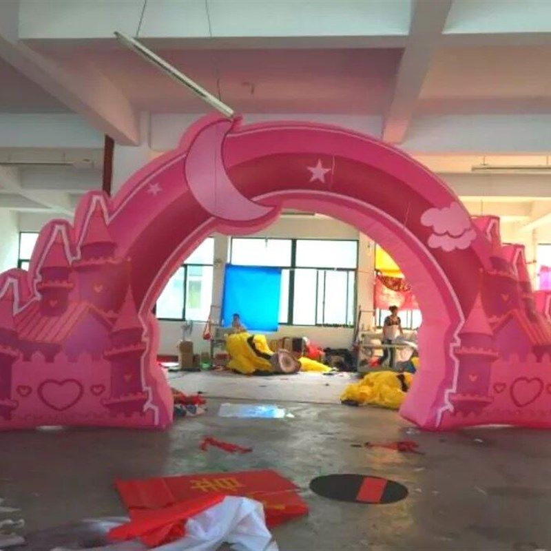 速发厂家充气典业门儿园喷绘异形婚庆庆开拱幼彩虹门气模