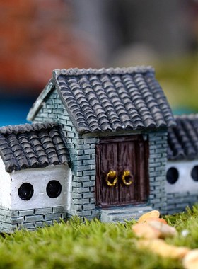 速发微景城迷你古代建筑中式朱门牌楼观盆房子树脂造景门景装饰品