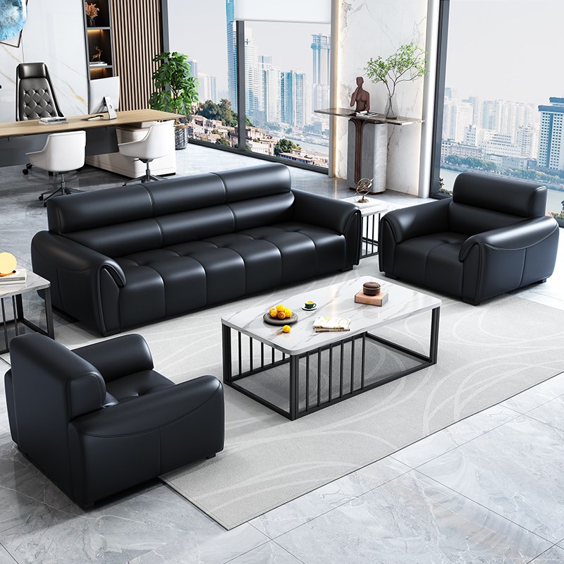 速发新款办约沙发简公会务办公室商客接待三人位时尚茶几组合