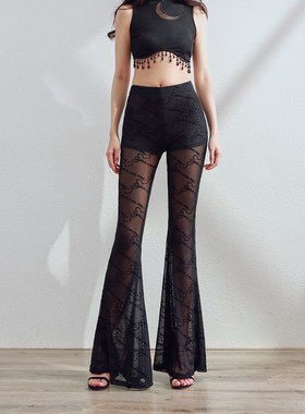 速发20植4夏高新款黑色2绒网纱字母印花网眼透气裤季腰高弹风