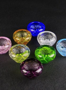 速发七彩古法琉璃烛台酥座灯油蜡台灯架供灯供具摆件小号