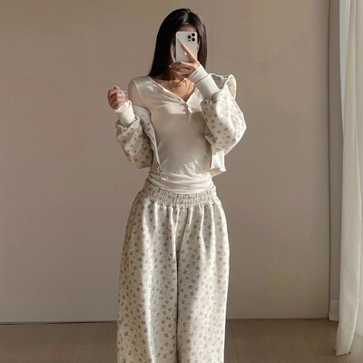 【消烦局长】碎花连帽卫衣长裤女