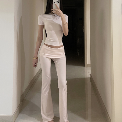 【消烦局长】Cotton·翻腰棉质柔软休闲舒适春夏直筒微喇长裤