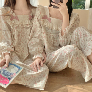 甜美可外穿长袖 睡衣女款 少女睡裙纯棉薄款 美衣春秋冬季 家居服 新品