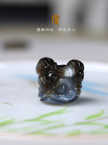 天珠老改喜主尸陀林雕刻件文玩配饰配珠星月猴头菩提手串藏传配饰