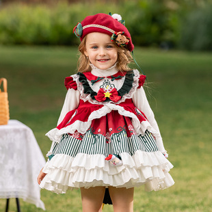 秋冬新款儿童洛丽塔女童迪士尼公主裙蓬蓬裙背心裙万圣节圣诞童装