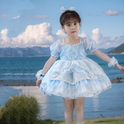 冰雪奇缘艾莎公主裙发光水钻礼服