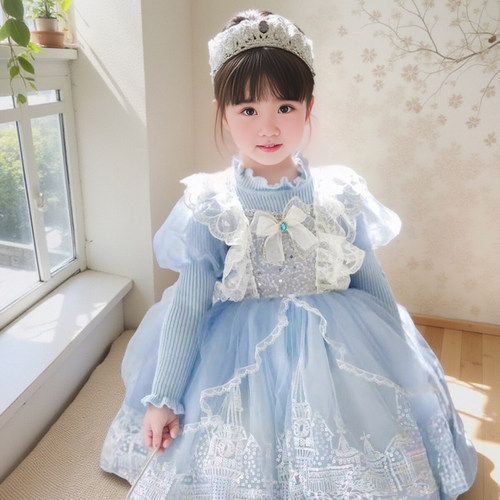 女童2025冬迪士尼冰雪奇缘连衣裙