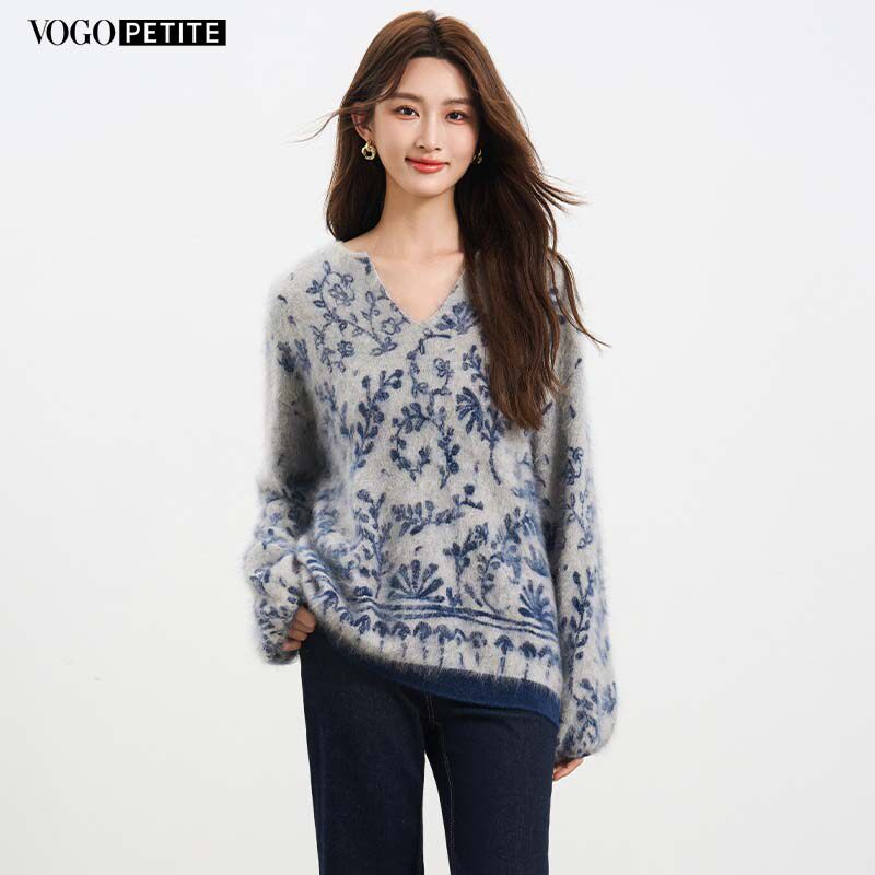 100%山羊绒青花瓷新中式羊绒衫