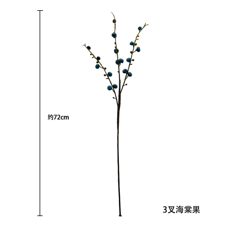 仿真3叉海棠果假花婚庆红