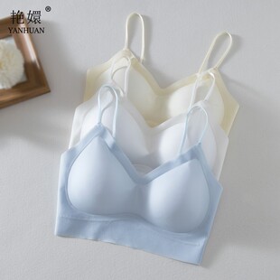 轻薄凉感无痕内衣女夏加厚胸垫小胸聚拢显大细肩带美背文胸无钢圈