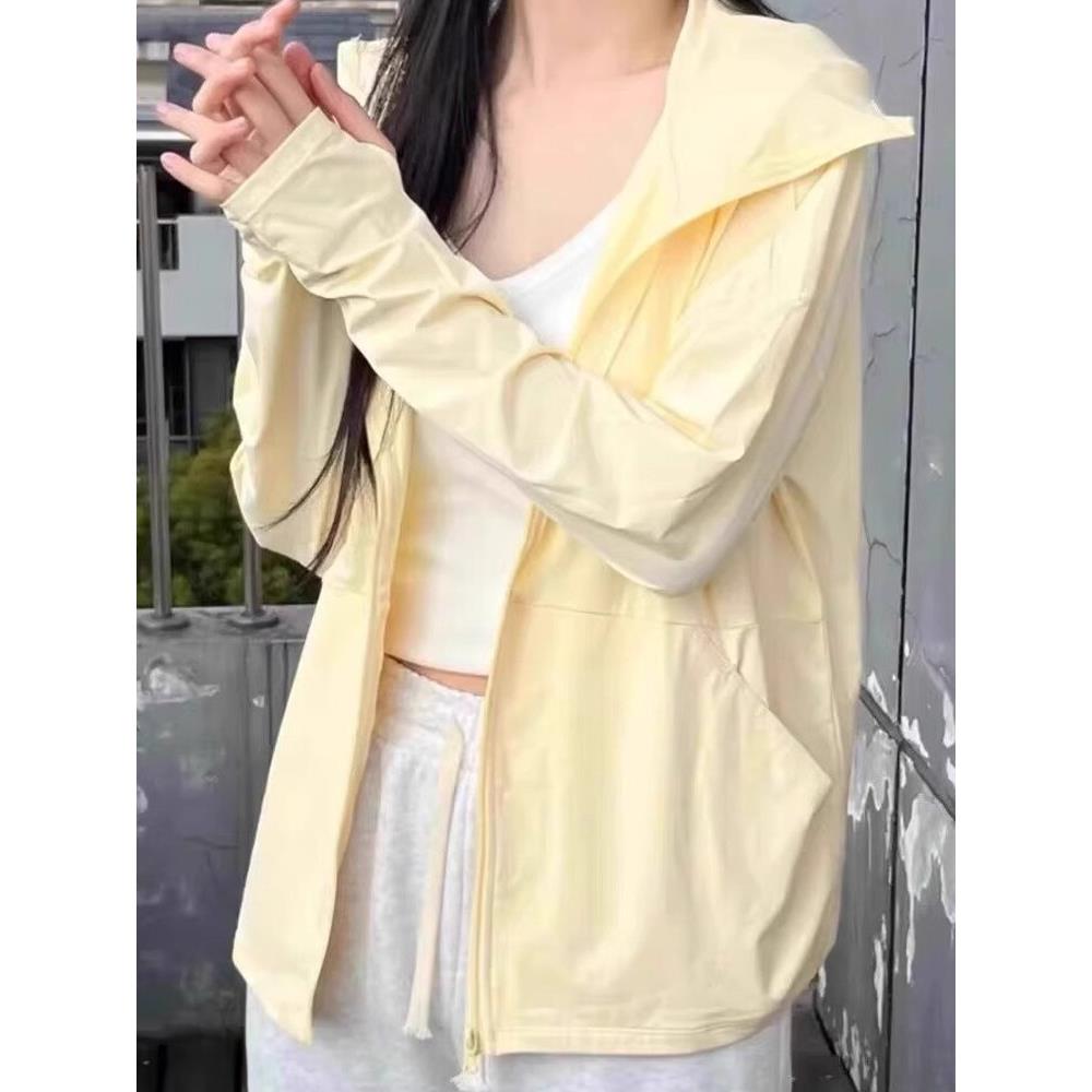 黄色防晒服女防紫外线2025新款夏季宽松薄款冰感触面料防晒衣外套