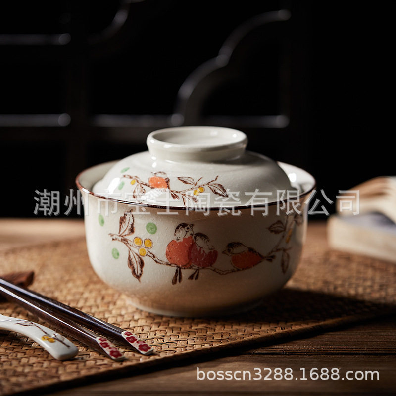 不现货日式碗泡面碗带盖