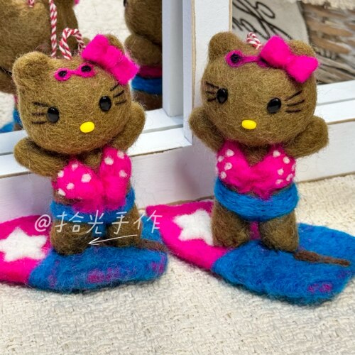 尼泊尔手工羊毛毡HelloKitty挂饰