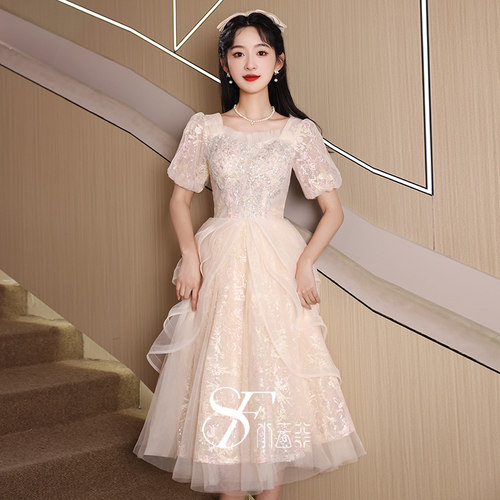 法式晚礼服女在逃公主连衣裙
