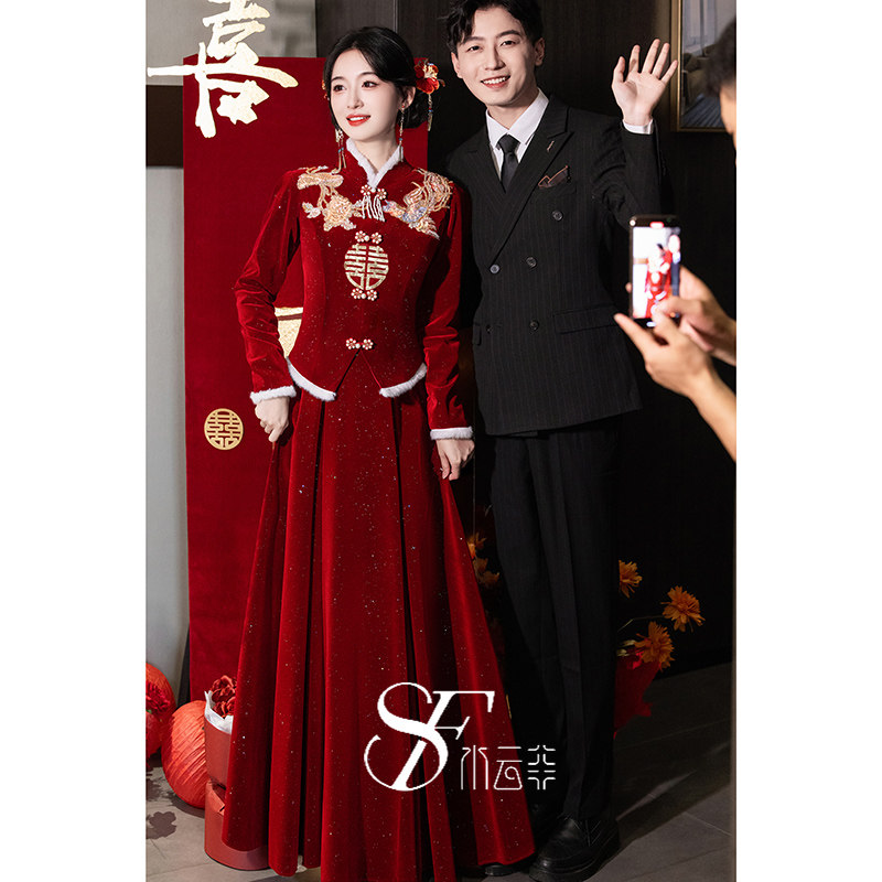 敬酒礼服中式立领长袖