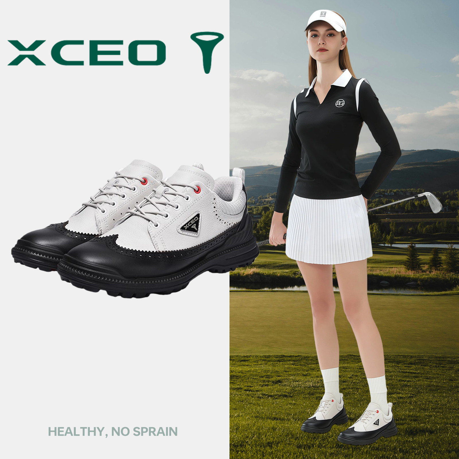 XCEO芯鹰真皮防水女士高尔夫鞋