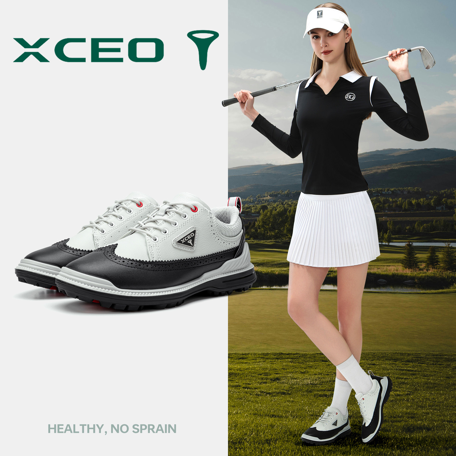 夏季真皮防水防滑透气高尔夫球鞋