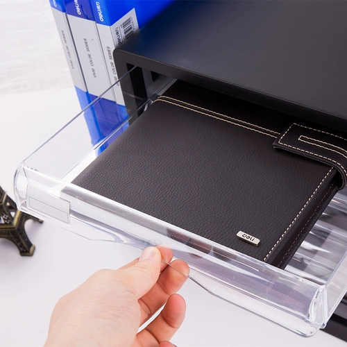 Deli 5 -Layer файловый шкаф белый черный прозрачный настольный шкаф A4 Пластиковый прозрачный ящик для классификации данных.